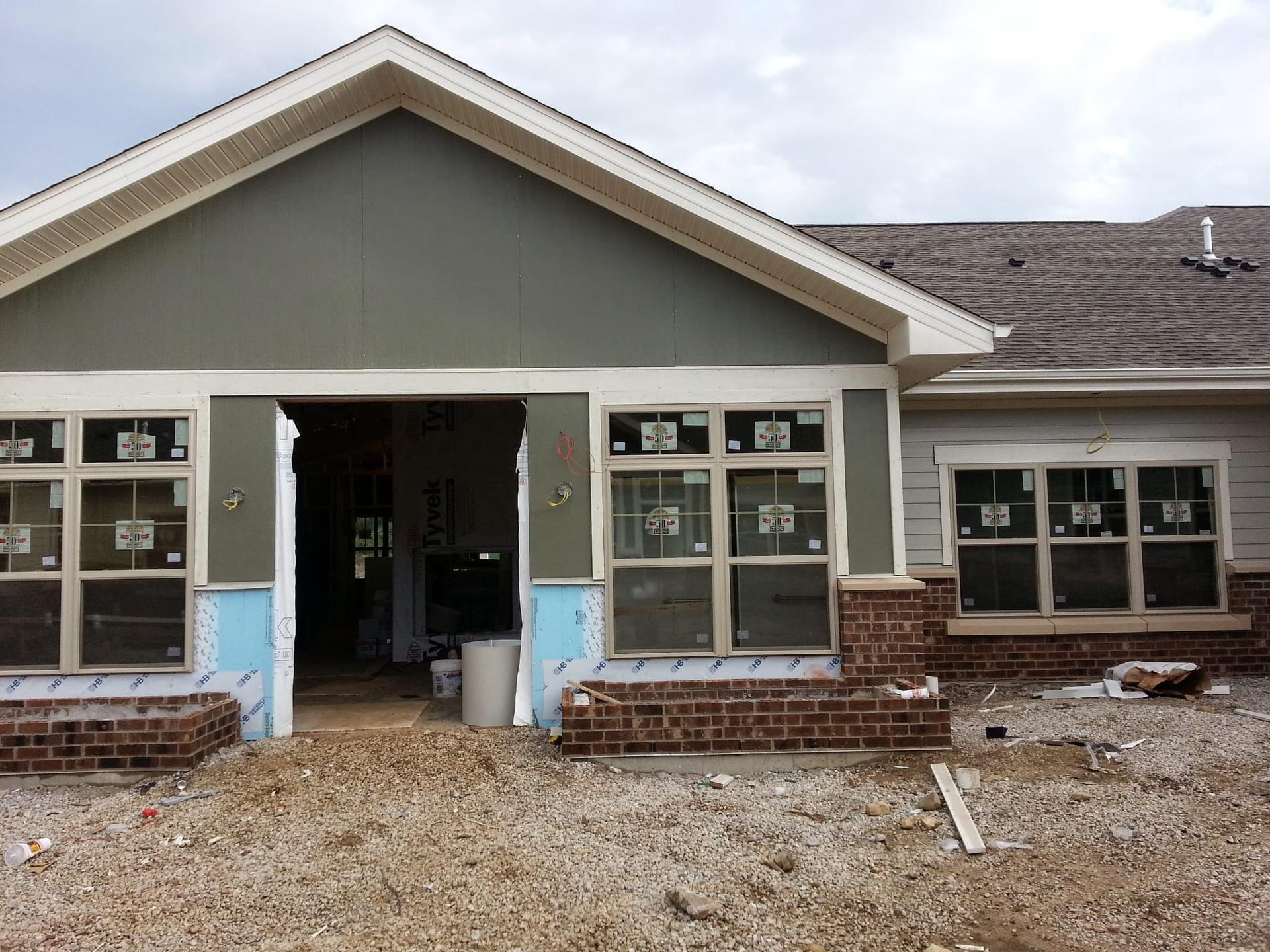 New construction siding and windows in progress